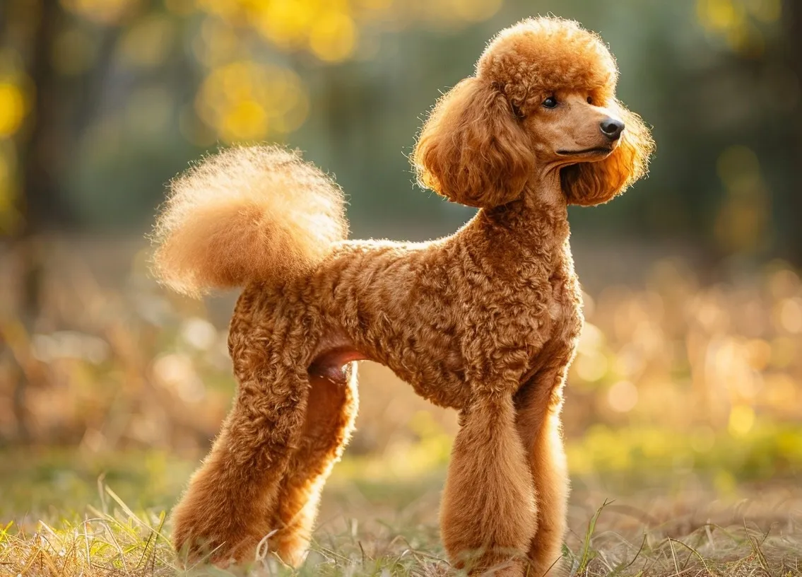 Standard Poodle following a groom at Bardon Veterinary Hospital
